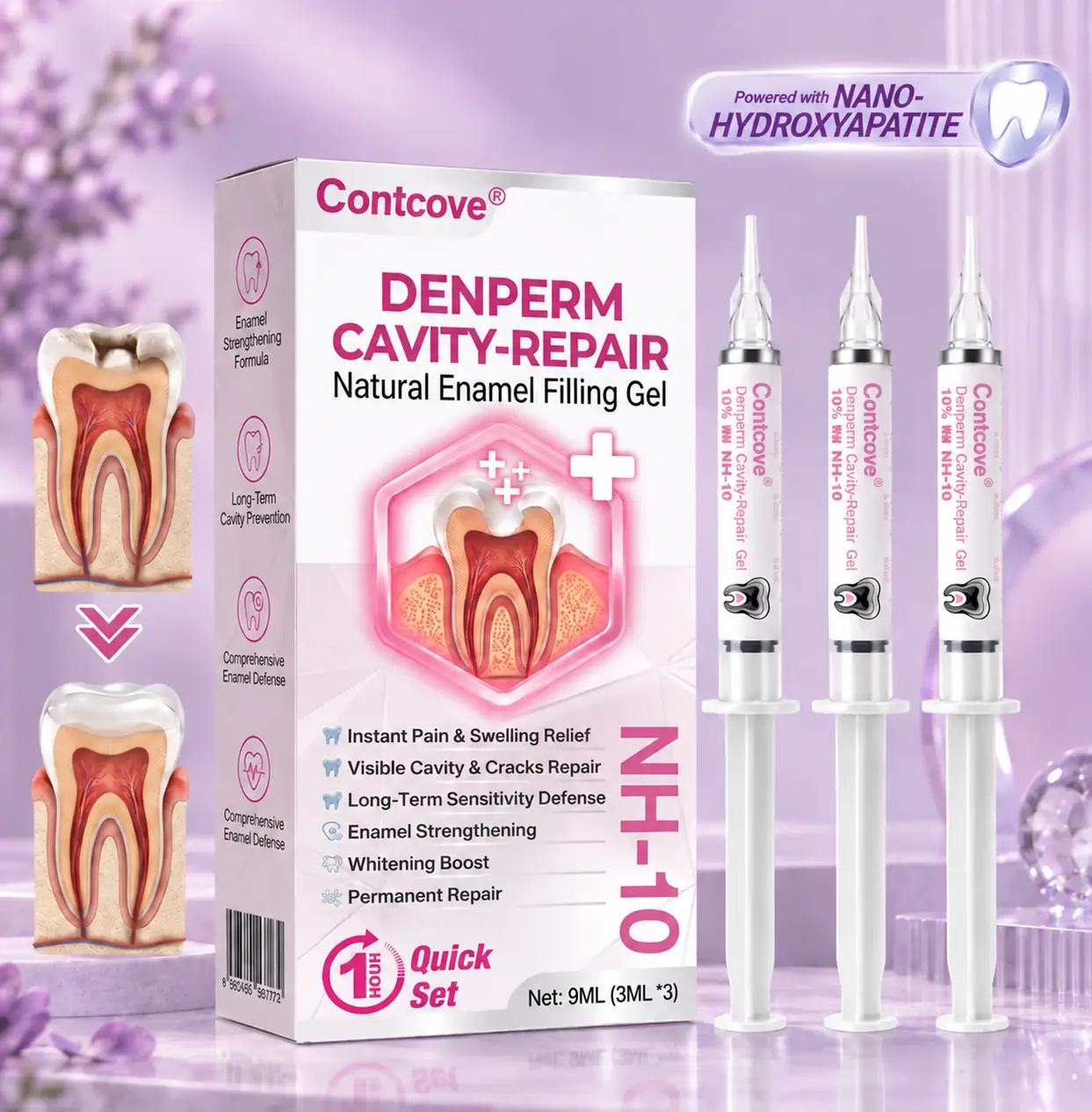 Contcove® DenPerm Cavity-Repair Natural Enamel Filling Gel